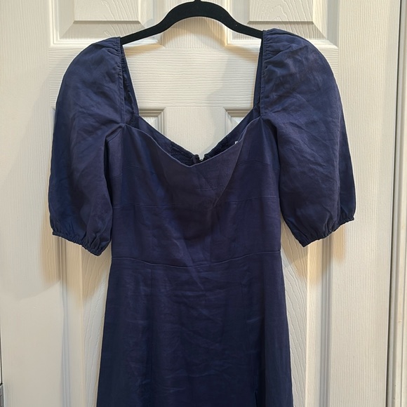 Reformation Danube linen puff sleeve maxi, side slit comfortable cool linen NWT - Picture 2 of 16